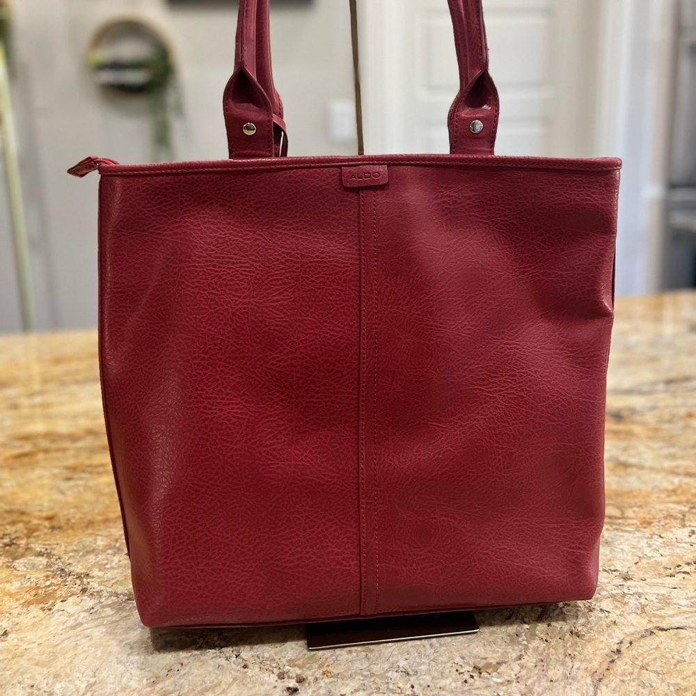 Dark red leather Aldo tote